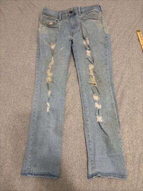 Denim&Co Light Blue Distressed Men's Straight Jeans